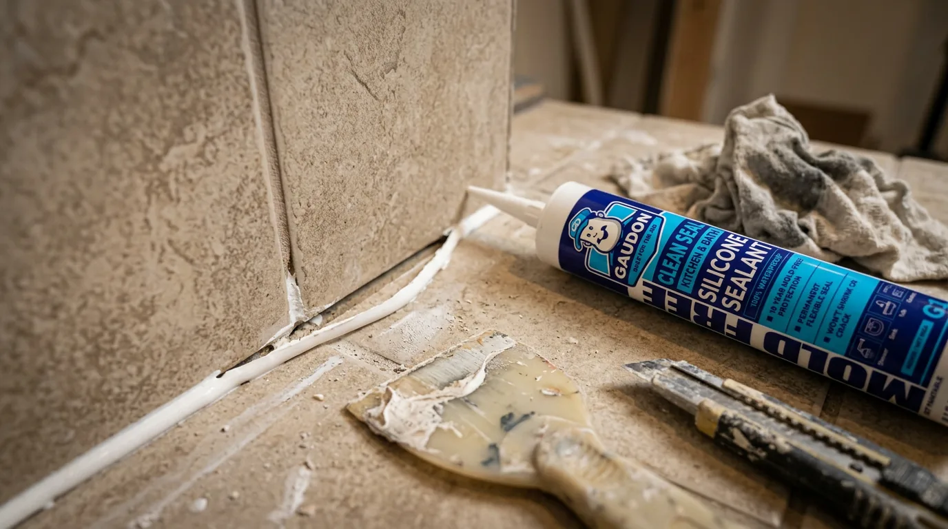 Sealant pulling away from the surface (adhesion failure)