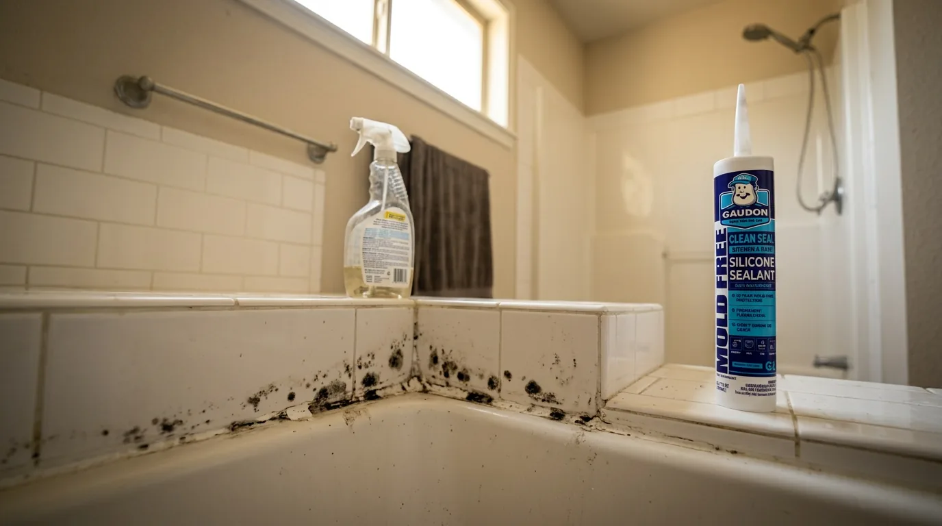 Mold and mildew growing on the sealant